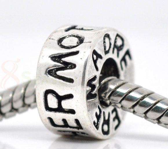 Tibetan Silver Bead fits most European Charm Bracelets "Mother"