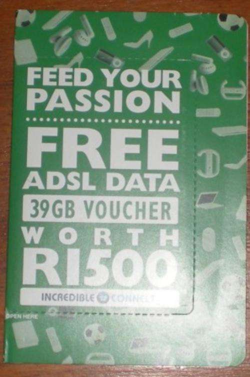 Starting at Crazy R 1!! ADSL Voucher, FREE 39GB Internet - Worth R 1500