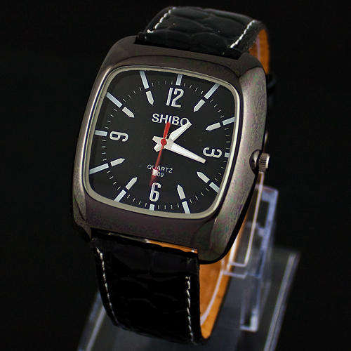 Gentlenmen's Watch, Black Leatherette Strap
