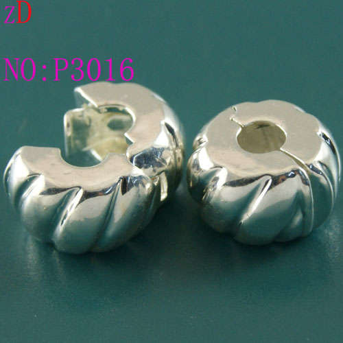 925 Sterling silver Plated Bead, Stopper Bead, Clip Lock