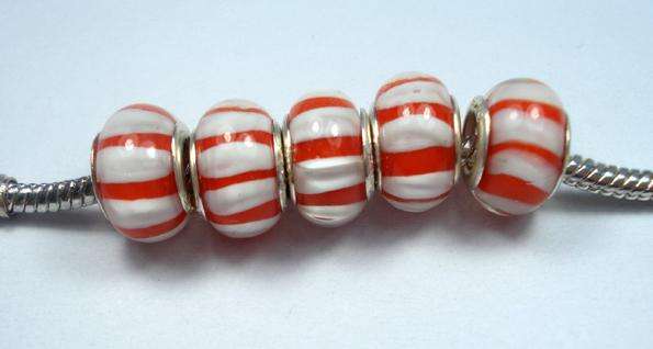Murano Style Bead with Sterling Silver Core, fits most European Charm Bracelets