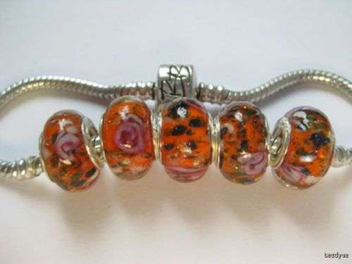 Murano Style Bead with Sterling Silver Core, fits most European Charm Bracelets