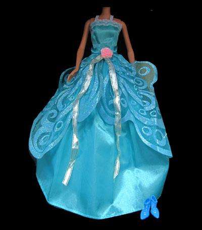 Barbie Clothes, blue Princess Gown Evening Dress