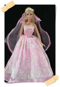 Barbie Clothes, Handmade, Blue Gown with Veil