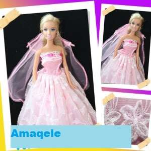 Barbie Clothes, Handmade, Blue Gown with Veil