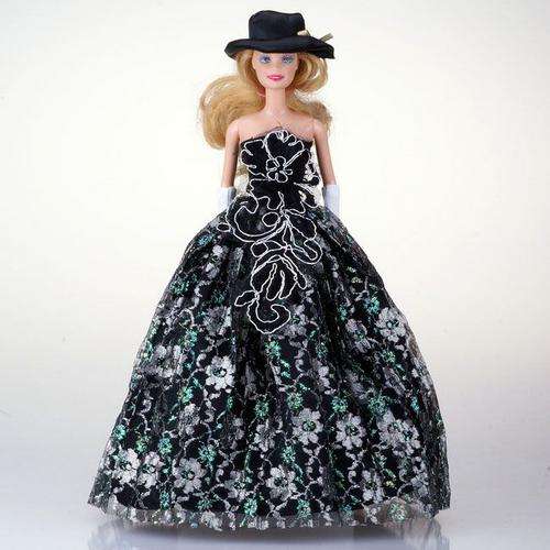 Barbie Clothes, Handmade, Red and White Evening - Princess - Gown with Hat