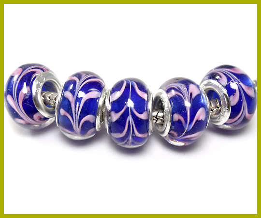 Bead, Murano Style Bead, Silver Core, Blue