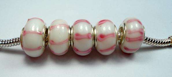 Bead, Murano Style Bead, Silver Core, Pink