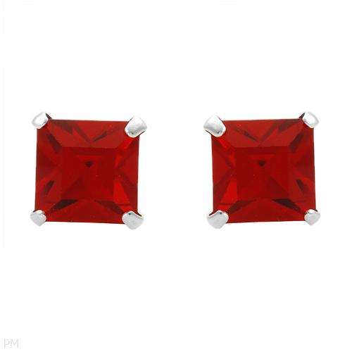 Stunning Stud Earrings in 925 Sterling Silver - red