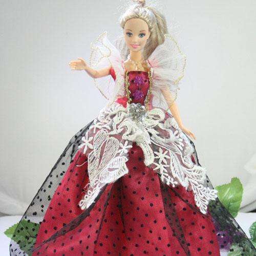 Barbie Clothes, Handmade, Red Princess Dress / Gown