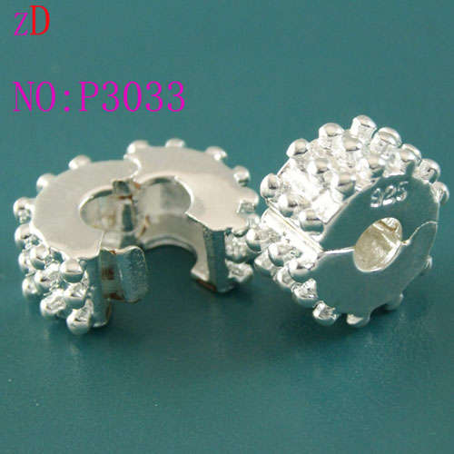 925 Sterling silver Plated Bead, Stopper Bead, Clip Lock