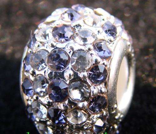 Bead with Swarovski Crystals, fits most European Charm Bracelets - dark blue
