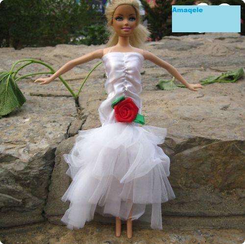 Barbie Runway Clothes, Handmade, Stunning White Red Carpet / Evening Gown