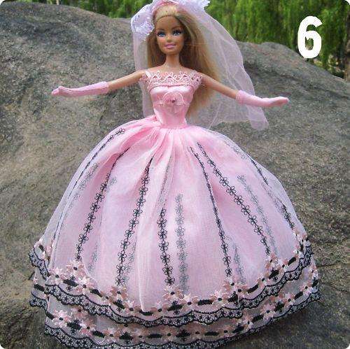 Barbie Clothes, Handmade, Pink Wedding - Princess - Gown with Veil