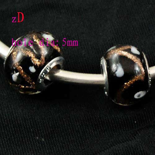 Bead, Murano style Beads - dark with gold