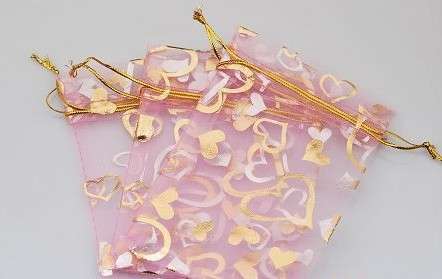 Organza Bag, Pink Hearst - 122 by 86 mm