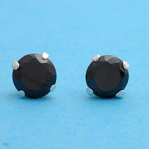 Sterling Silver Earrings with White Genuine Black crystals
