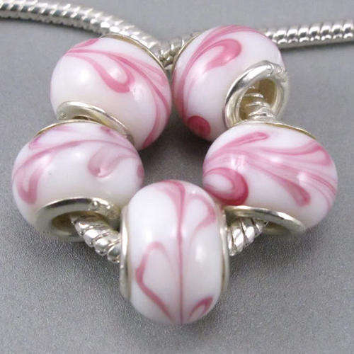 Bead, Murano Style Bead, Pink