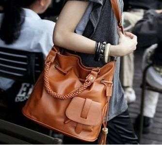 Faux Leather Handbag, Brown