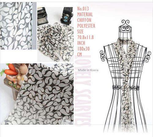 Lovely Chiffon Scarf , Black and white