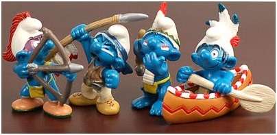 Last One - SMURF, Indian Smurf Set - 4 Figurines
