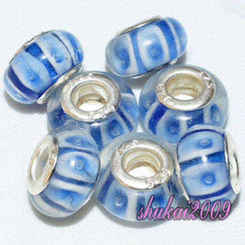 Murano Style Bead with Sterling Silver Core, fits most European Charm Bracelets