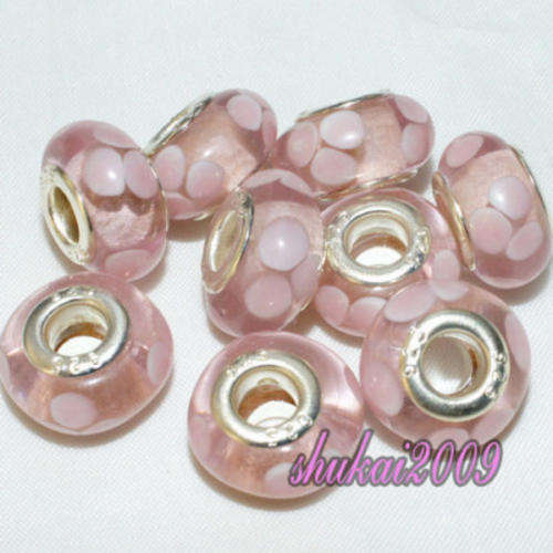 Murano Style Bead with Sterling Silver Core, fits most European Charm Bracelets