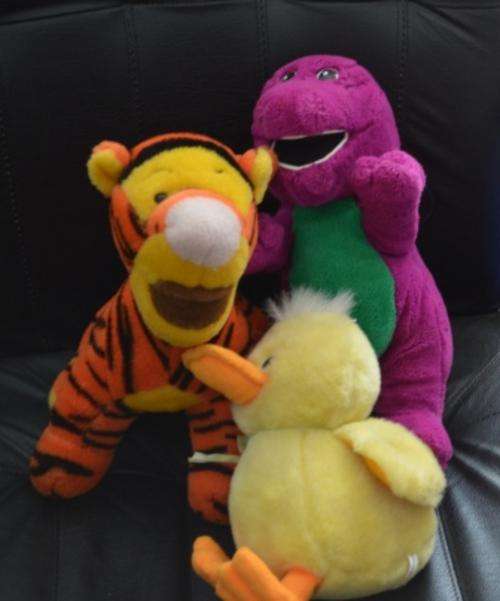 Plush Teddy Toy, Set of 3, Secondhand; Tigger, Barney, Chicken
