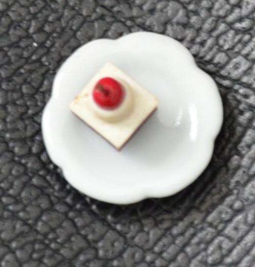 Barbie Miniature Food, Re ment Cake; Cake with cherry on Plate