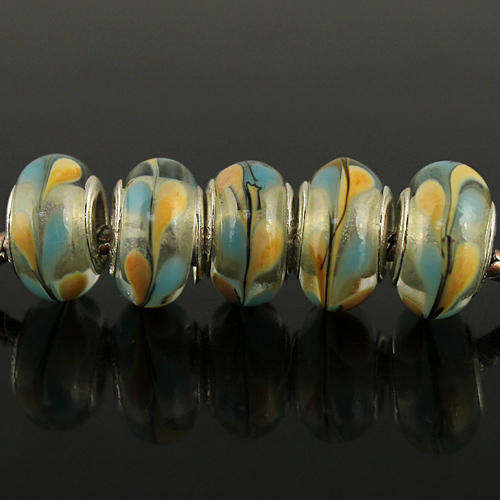 Bead, Murano Style Bead, Blue - fits most European Style charm Bracelets