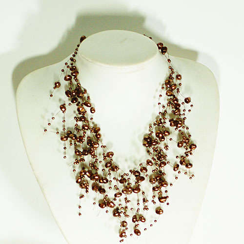 Necklace and Earring  Set in Coffee Brown