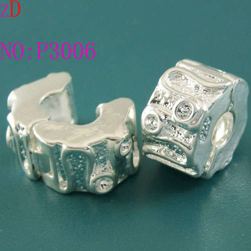 925 Sterling silver Plated Bead, Stopper Bead, Clip Lock