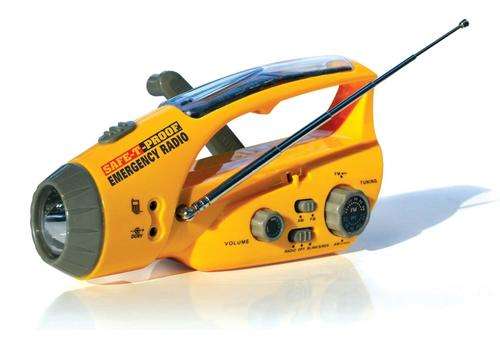 Safe-T-Proof Solar, Hand-Crank Emergency Radio, Flashlight, Beacon, Cell Phone Charger
