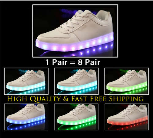 New Mens Womens Sneakers Luminous USB Charging Colorful LED lights Sneakers Casual Flat Shoes