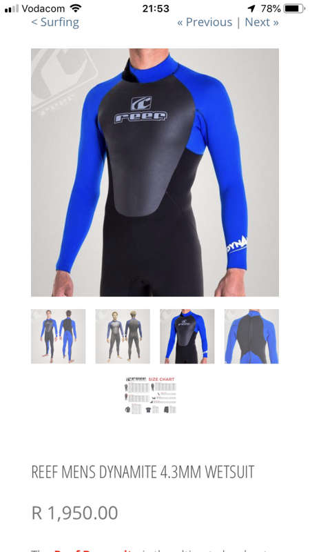 Reef Wetsuit XXL