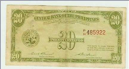 Super Rare!!!!World War 2 Japanese invasion notes Philippines  - 20 CENTAVOS. Bid Per Note