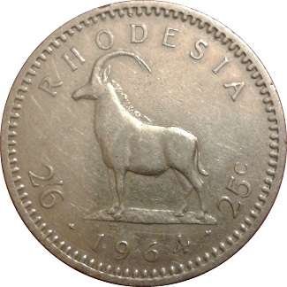 RHODESIA 1964 Coin Collection. 25c,20c and 10c. Wow. Old and rare.