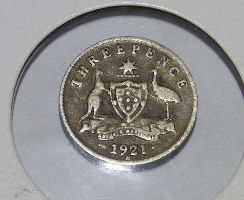 1921 British Silver Three Pence George V