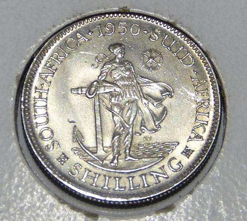 1950 SOUTH AFRICA SILVER 1 SHILLING KING GEORGE VI