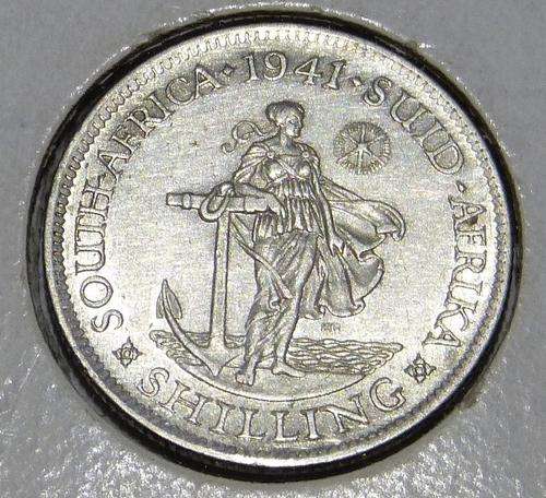 1941 SOUTH AFRICA SILVER 1 SHILLING KING GEORGE VI