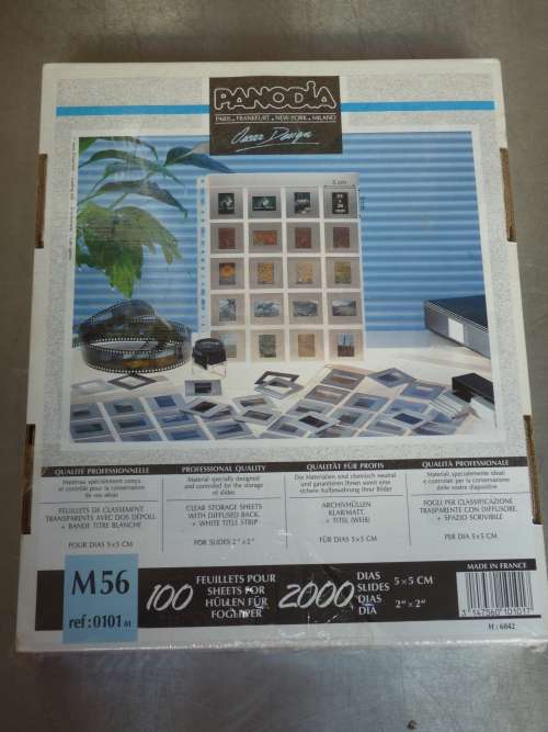Panodia M56 Slide Sheets for 5 x 5 cm framed slides (24mmx36mm) 100 pages clear, or for coin collect
