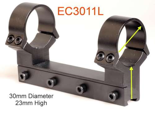 Dual Ring Rifle Scope Mount Bracket EC3011L diam. 30 mm, 23 mm hight -  for 11-13mm Rail,full metal