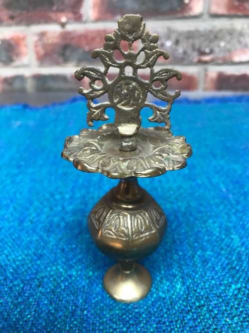 VINTAGE BRASS FIRGURES LOT 5 , CANDLE HOLDER, TREE