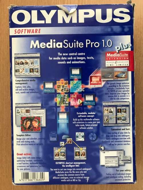 Olympus Media Suite Pro 1.0 Big Box Windows 95 98 complete Vintage Software