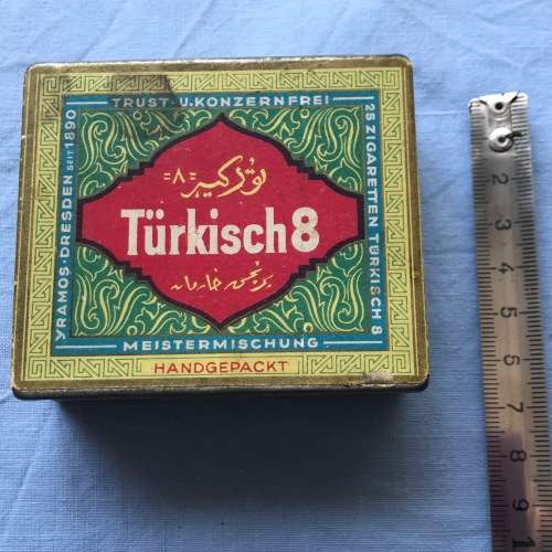 Tuerkisch 8, Türkisch 8, 25 zigaretten, 25 Cigarettes, Metal Box, vintage, collectors item, Germany