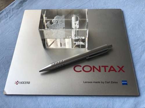 ZEISS LOT 1, 10 JAHRE (10 YEARS) CARL ZEISS CENTRE EUROPE GLASS-BLOCK WITH BALL-PEN