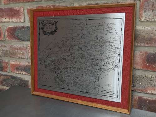 STAINLESS STEEL MAP  HERFORDSHIRE  ENGLAND BY ROB MORDEN , MADE IN ENGLAND CORNWALL