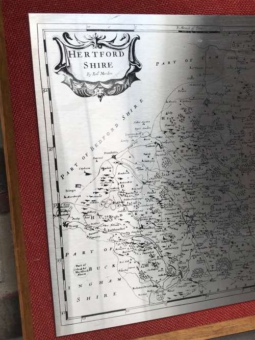 STAINLESS STEEL MAP  HERFORDSHIRE  ENGLAND BY ROB MORDEN , MADE IN ENGLAND CORNWALL