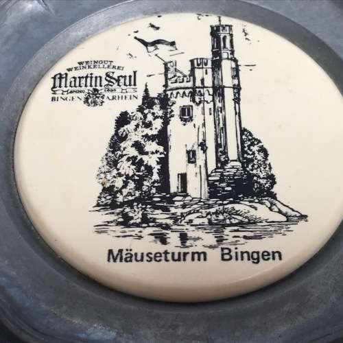 Small plate pewter , Mäuseturm Bingen, Germany, collection item