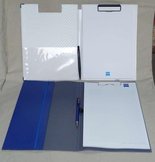 ZEISS LOT OFFICE BLUE AND WHITE :  2 X ZEISS WRITING FOLDER INCL. ZEISS BALL-PEN